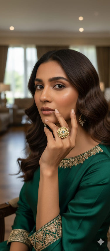 Emerald Jadau Ring